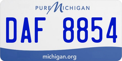 MI license plate DAF8854
