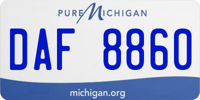 MI license plate DAF8860