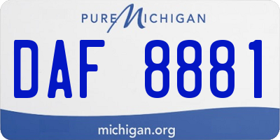 MI license plate DAF8881