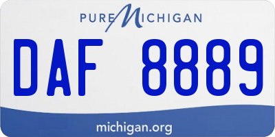 MI license plate DAF8889