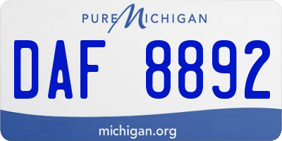 MI license plate DAF8892