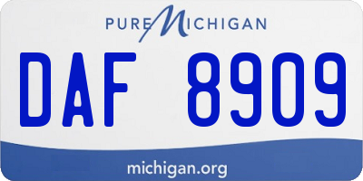 MI license plate DAF8909