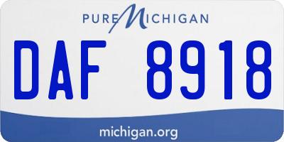 MI license plate DAF8918