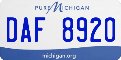 MI license plate DAF8920