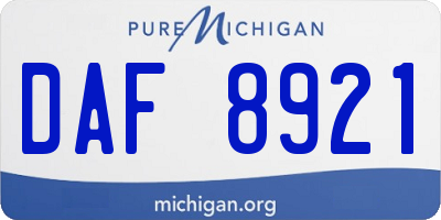 MI license plate DAF8921
