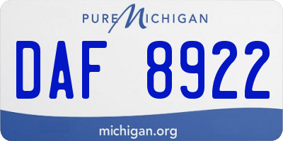 MI license plate DAF8922