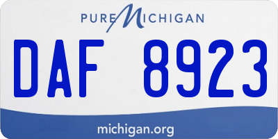 MI license plate DAF8923