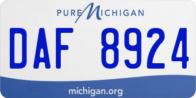 MI license plate DAF8924