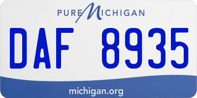 MI license plate DAF8935