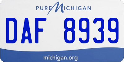 MI license plate DAF8939