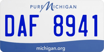 MI license plate DAF8941