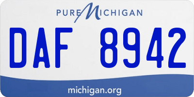 MI license plate DAF8942