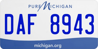 MI license plate DAF8943