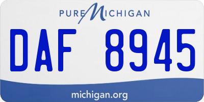 MI license plate DAF8945