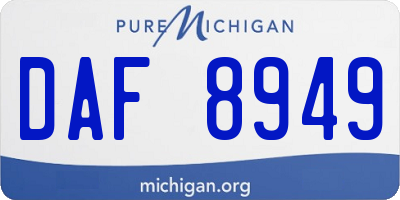 MI license plate DAF8949
