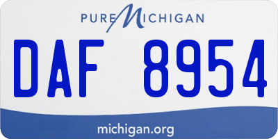 MI license plate DAF8954