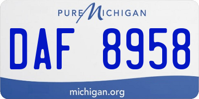 MI license plate DAF8958