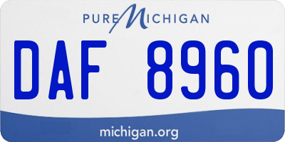 MI license plate DAF8960