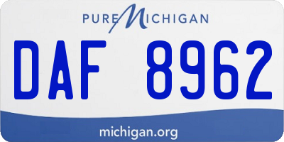 MI license plate DAF8962