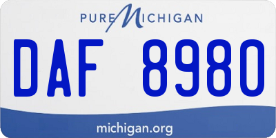 MI license plate DAF8980