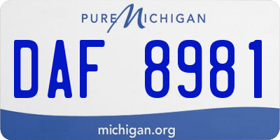 MI license plate DAF8981