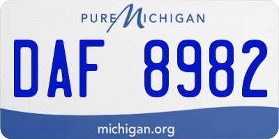 MI license plate DAF8982