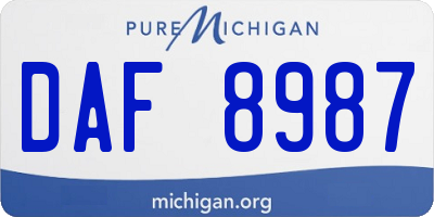 MI license plate DAF8987