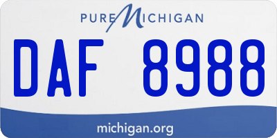MI license plate DAF8988