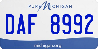 MI license plate DAF8992