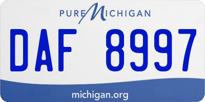 MI license plate DAF8997