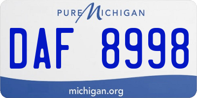 MI license plate DAF8998
