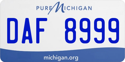 MI license plate DAF8999
