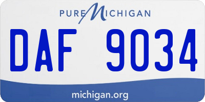 MI license plate DAF9034