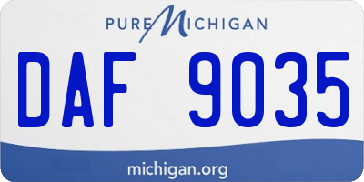 MI license plate DAF9035