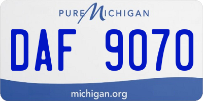 MI license plate DAF9070