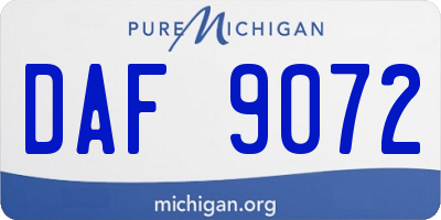 MI license plate DAF9072