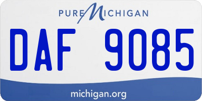 MI license plate DAF9085