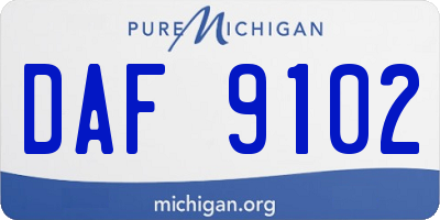MI license plate DAF9102