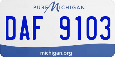 MI license plate DAF9103