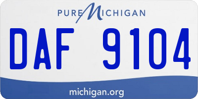 MI license plate DAF9104