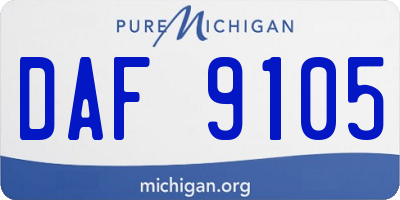 MI license plate DAF9105