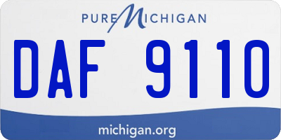 MI license plate DAF9110