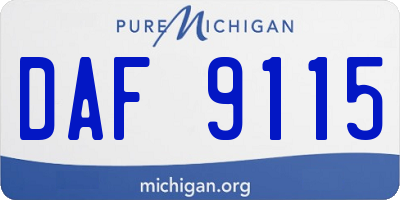 MI license plate DAF9115