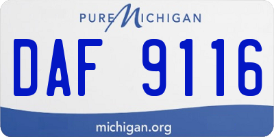 MI license plate DAF9116