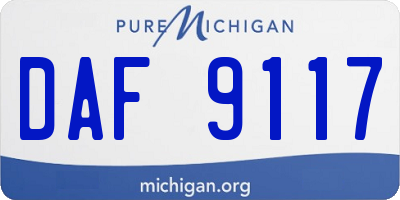 MI license plate DAF9117