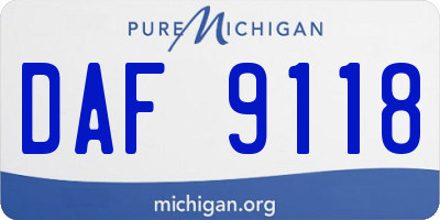 MI license plate DAF9118