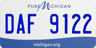MI license plate DAF9122