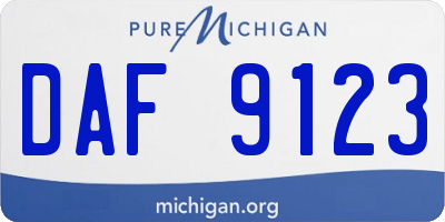 MI license plate DAF9123