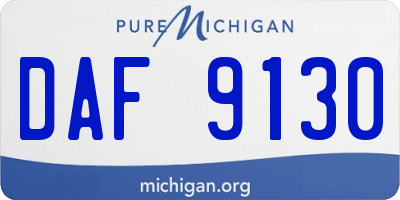 MI license plate DAF9130