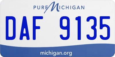 MI license plate DAF9135